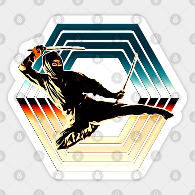 Hexagonal 80s Ninja Sticker by Doc Multiverse Designs